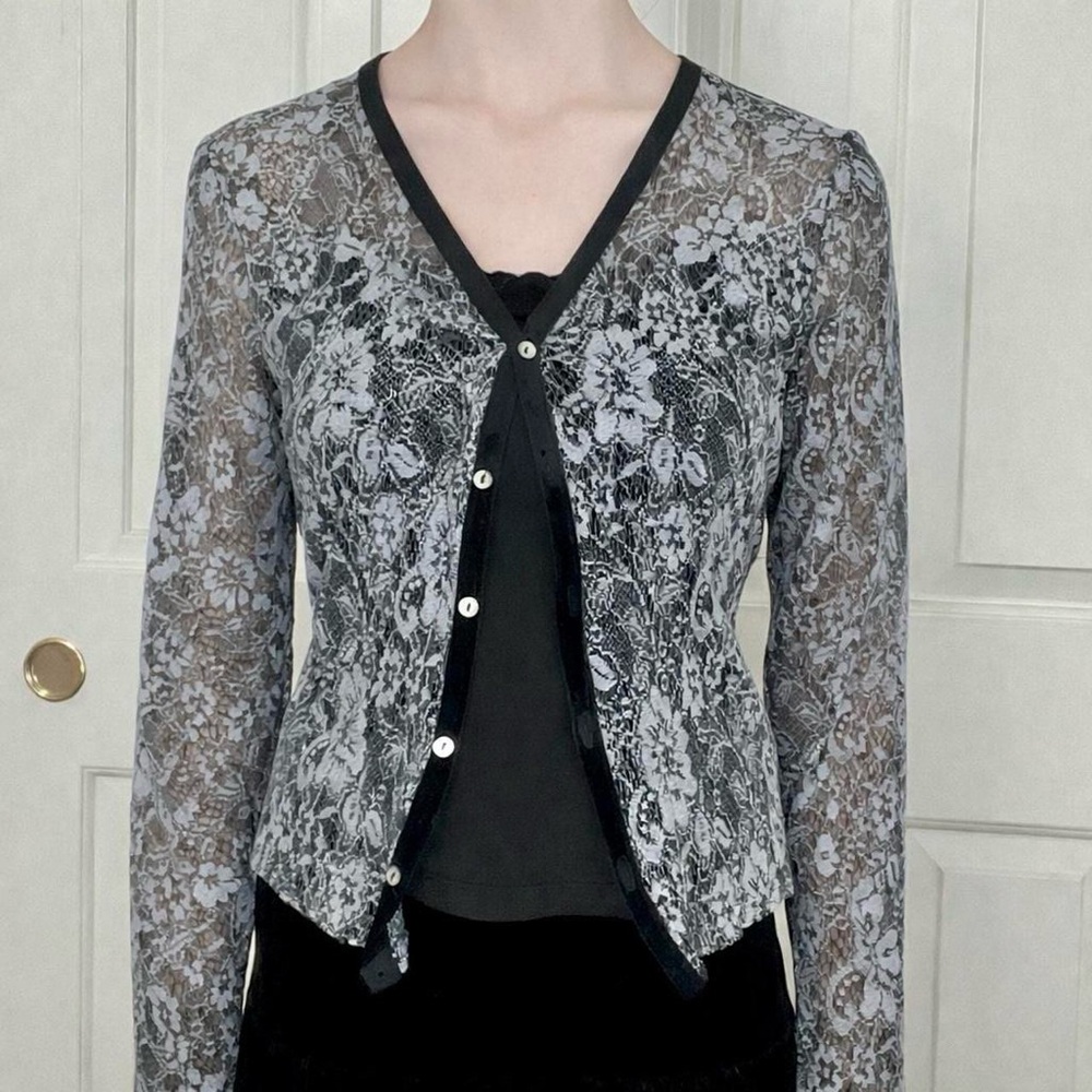 Elegant Sheer Black Lace Cardigan